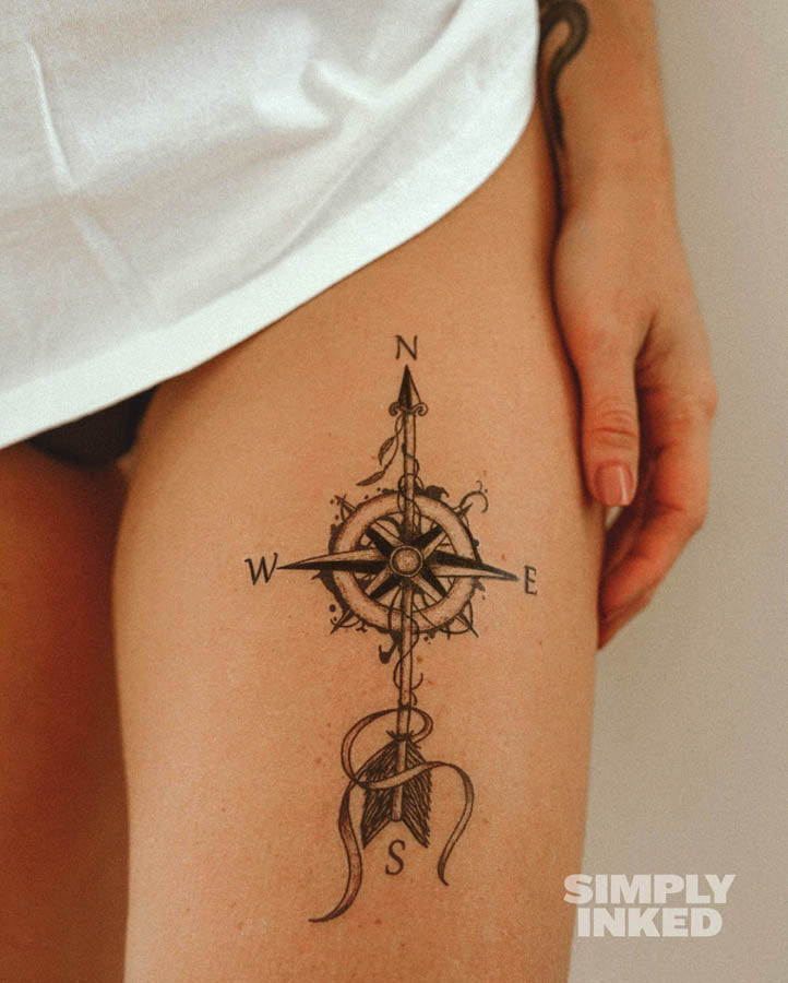 Compass Semi Permanent Tattoo