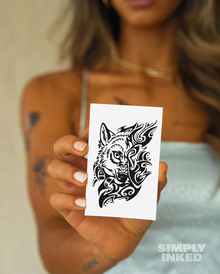 Tribal Wolf Semi Permanent Tattoo