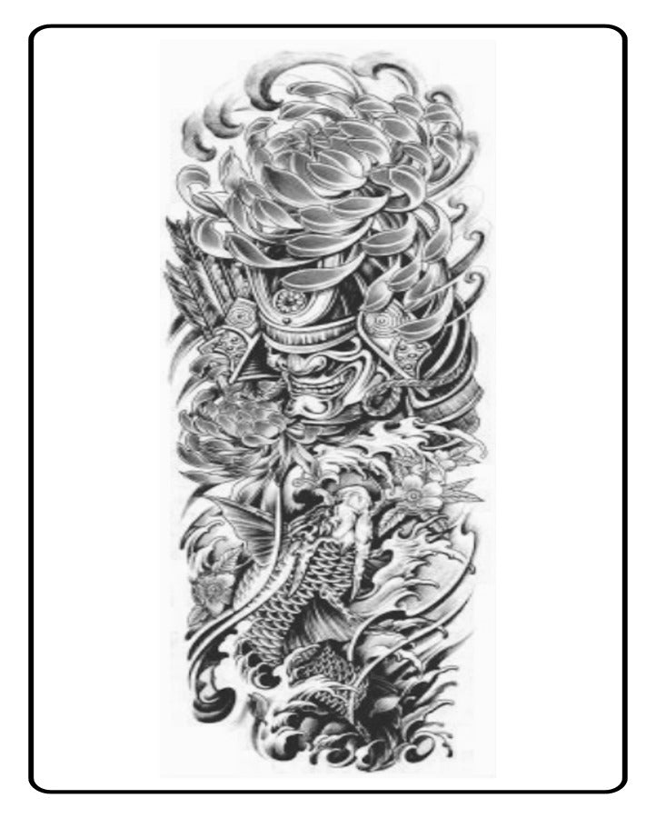 Samurai & Carp Full Sleeve Semi Permanent Tattoo
