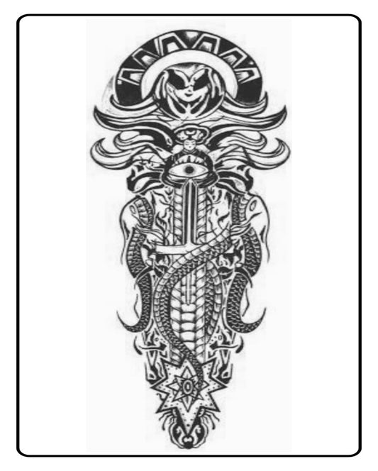 Chinese Demon Full Sleeve Semi Permanent Tattoo