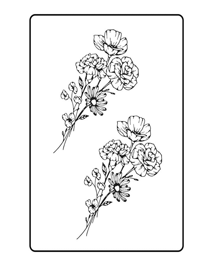 Minimal Blossoming Flowers Semi Permanent Tattoo