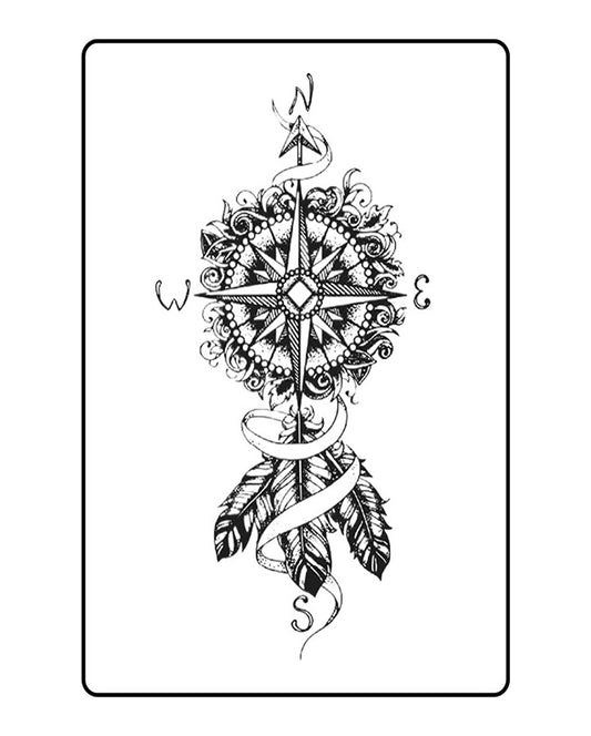 Feather Compass Semi Permanent Tattoo