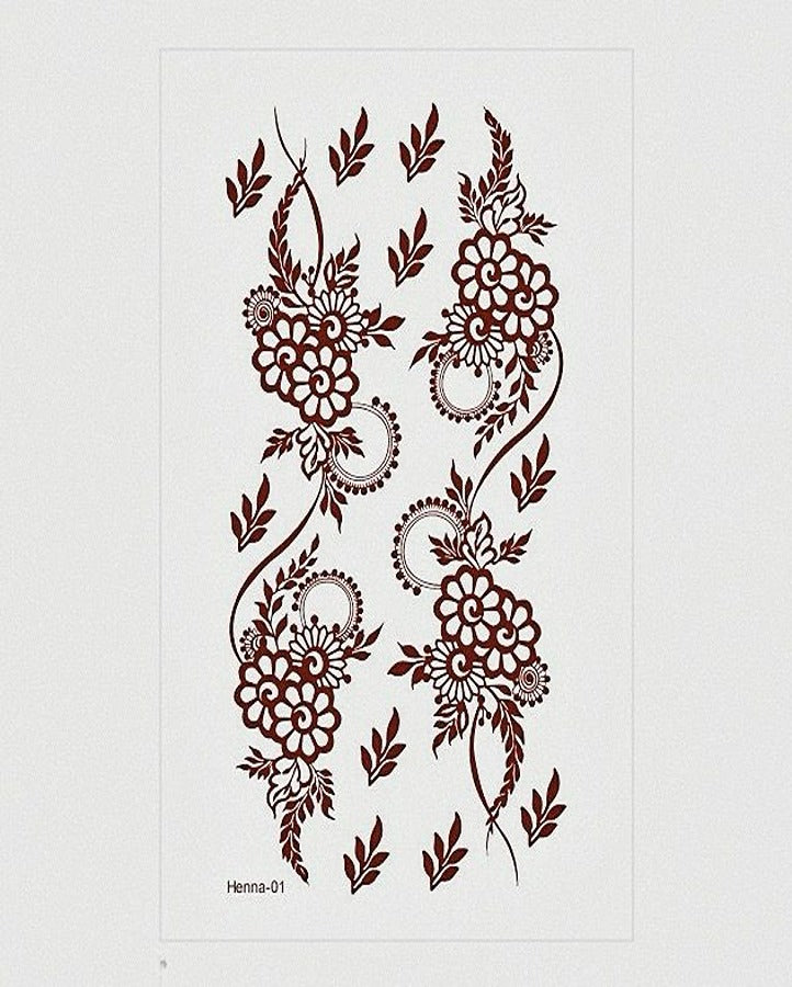 Floral Bloom Red Henna Temporary Tattoo