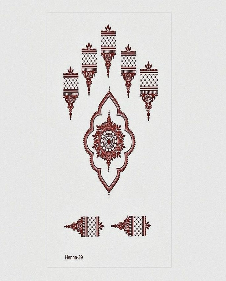 Arabic Art Red Henna Temporary Tattoo