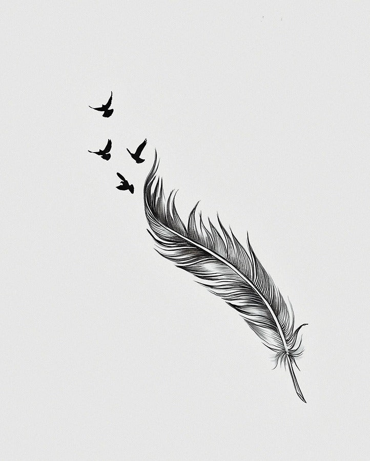 Bird's Feather Semi Permanent Tattoo