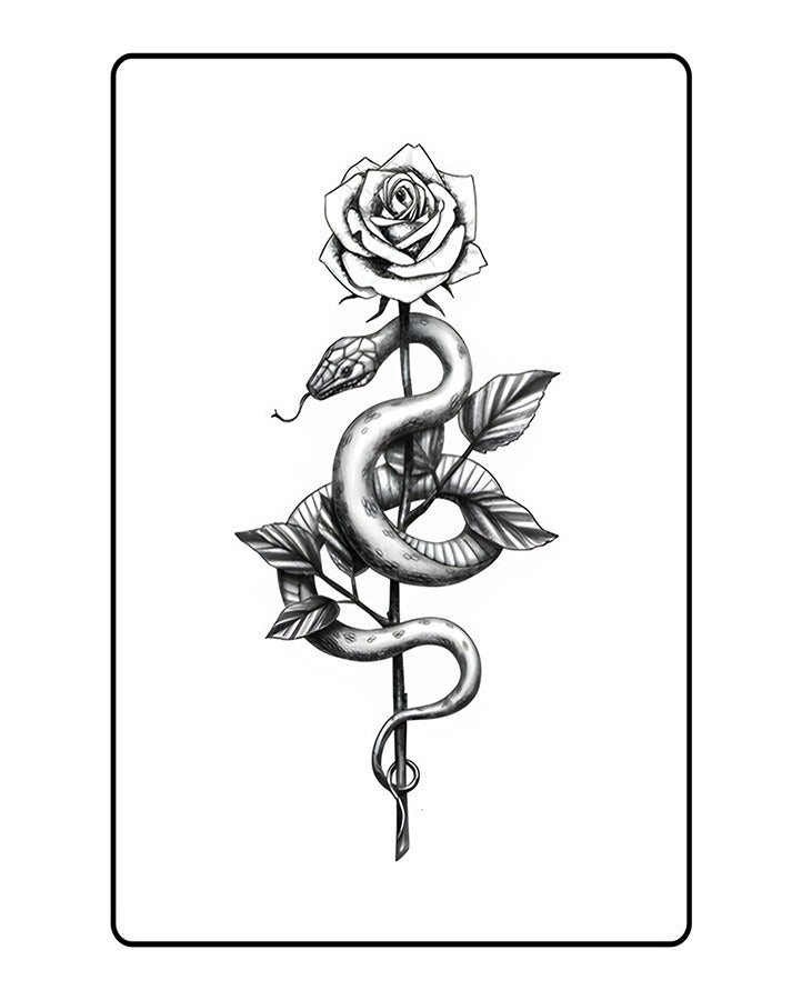Snake & Rose Semi Permanent Tattoo