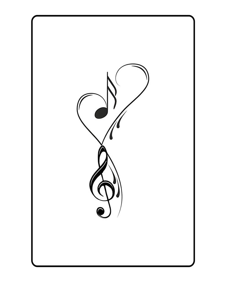 Musical Heart Semi Permanent Tattoo