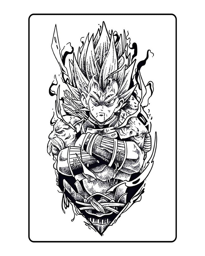 Majin Vegeta Semi Permanent Tattoo