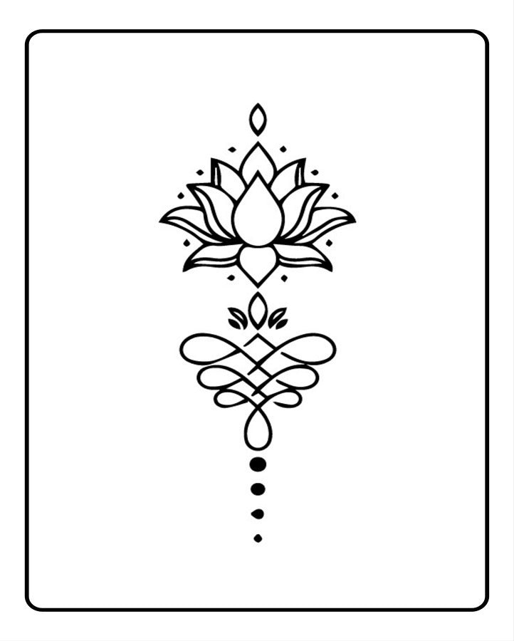 Unalome Lotus Waterless Semi Permanent Tattoo