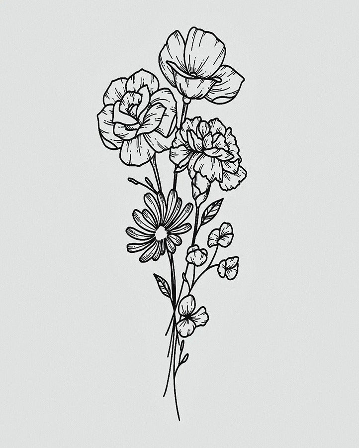 Minimal Flower Semi Permanent Tattoo