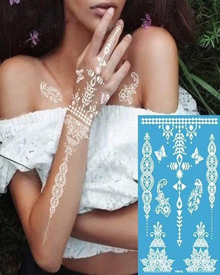 WHITE BUTTERFLY HENNA Temporary Tattoo