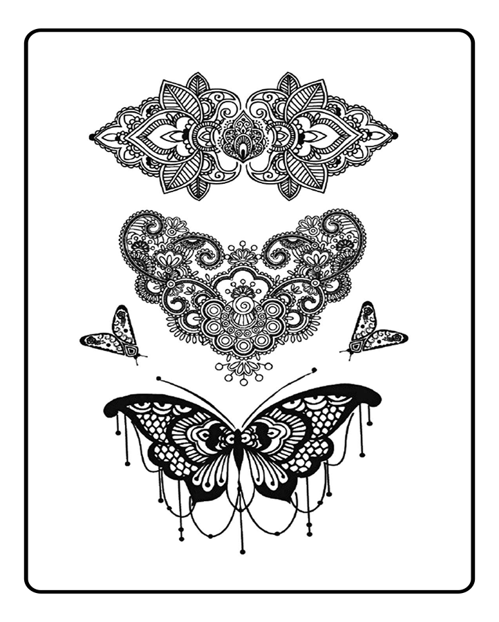 Butterfly & Henna Semi-Permanent Tattoo