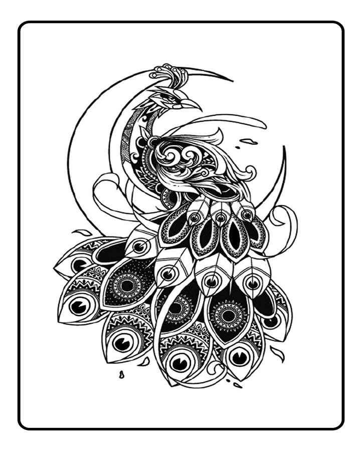 Moon & Peacock Semi-Permanent Tattoo