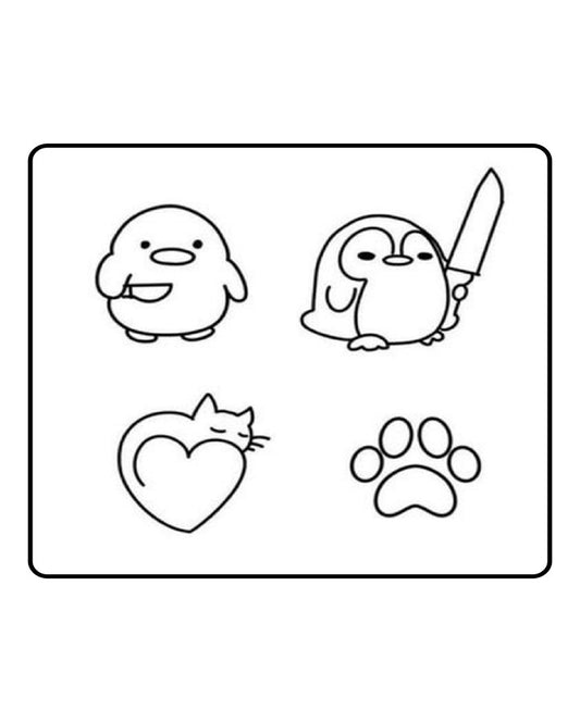 Penguin & Cat Semi Permanent Tattoo