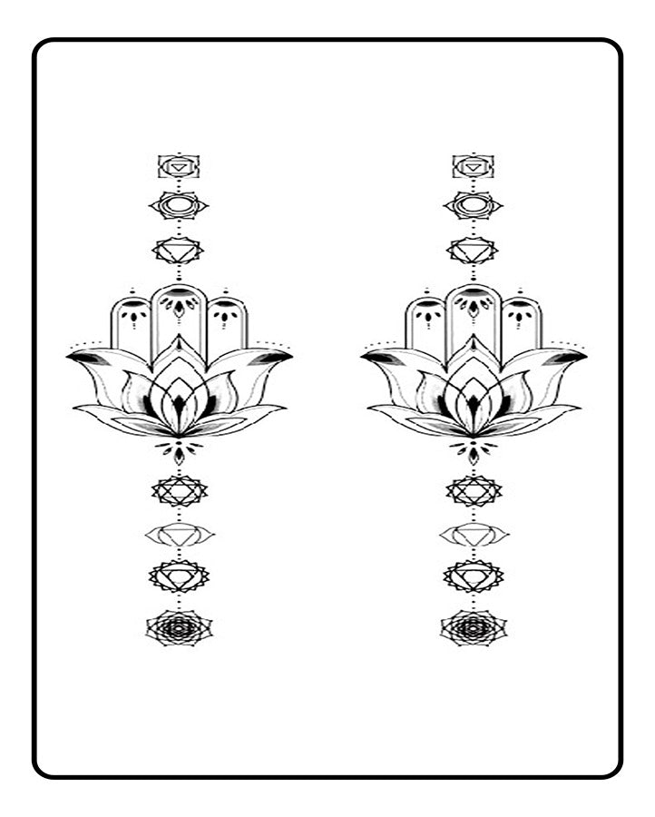 Hamsa Lotus Semi Permanent Tattoo