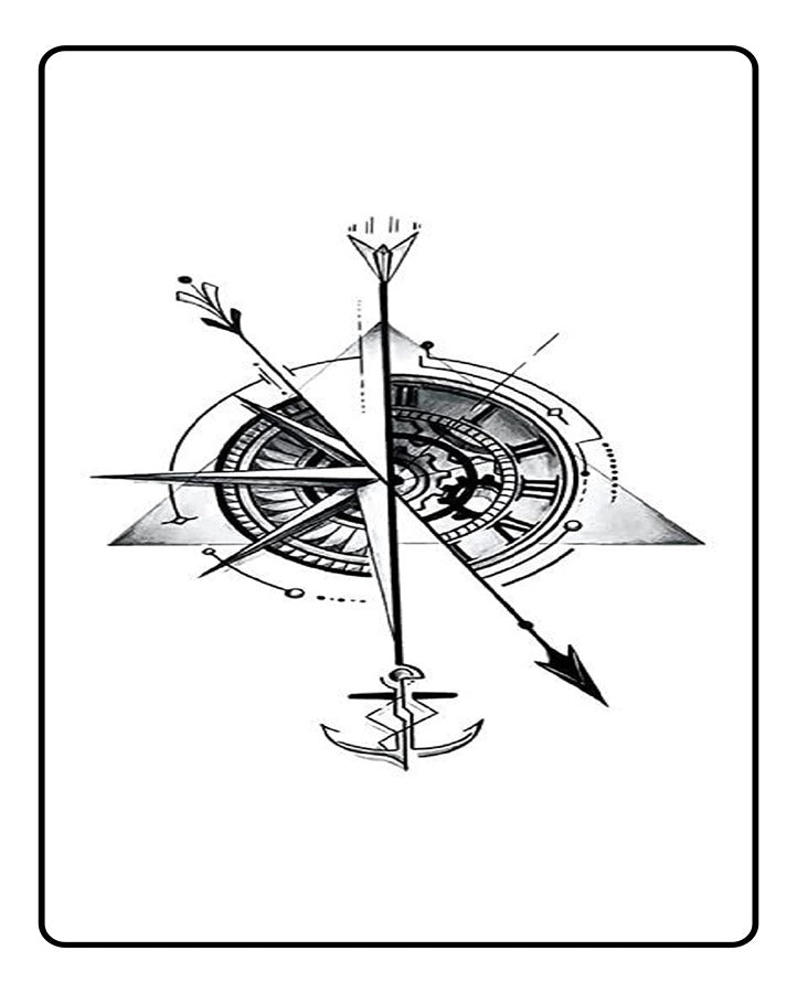 Geometric Compass Semi Permanent Tattoo
