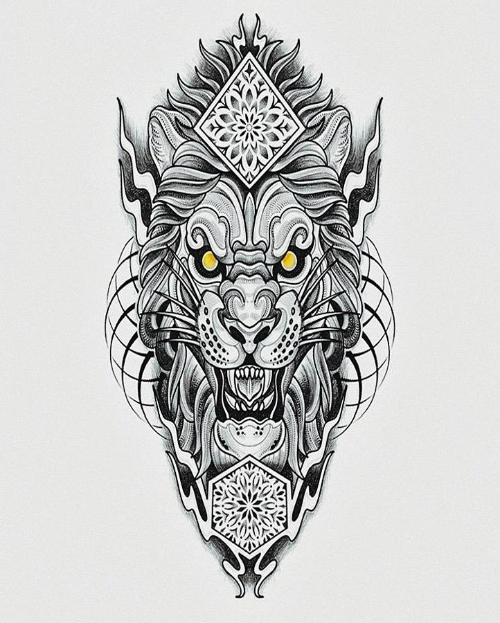 Fierce Lion Temporary Tattoo