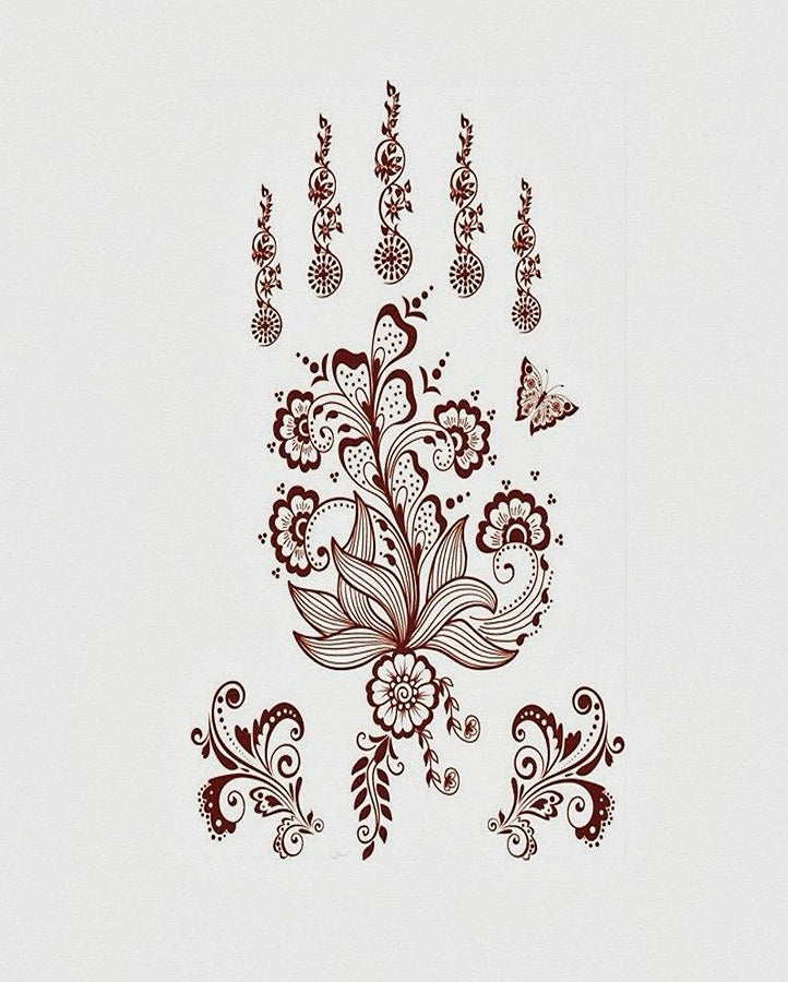 New Floral Red Henna Temporary Tattoo