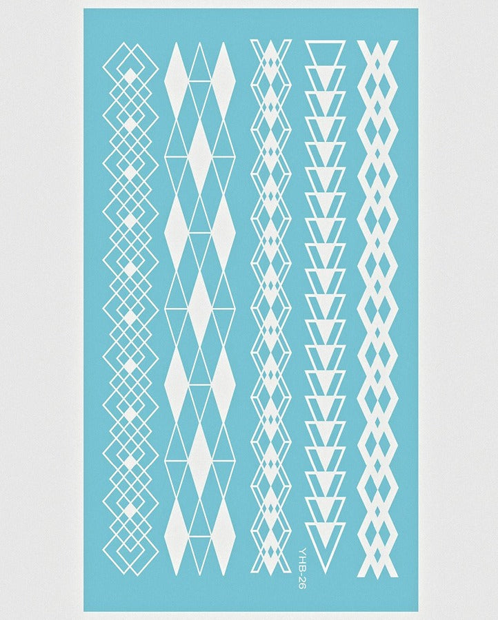 New Geometric White Henna Bands Temporary Tattoo