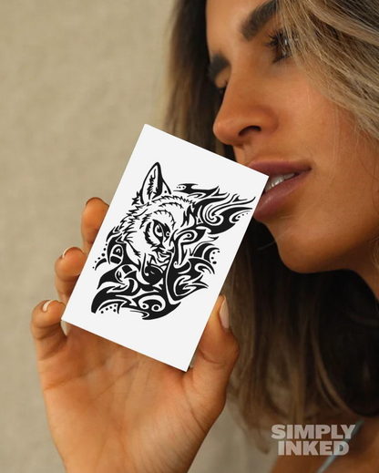 Tribal Wolf Semi Permanent Tattoo
