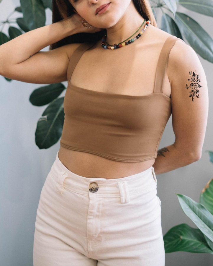 Majestic Flower & Butterflies Semi Permanent Tattoo