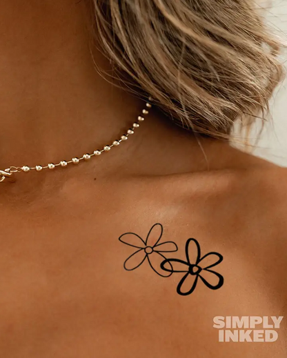 Doodle Flowers Semi Permanent Tattoo