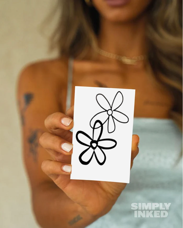 Doodle Flowers Semi Permanent Tattoo
