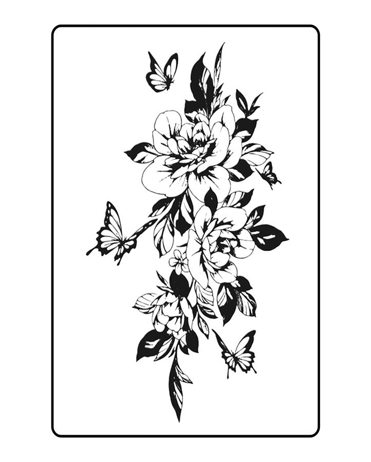 Majestic Flower & Butterflies Semi Permanent Tattoo