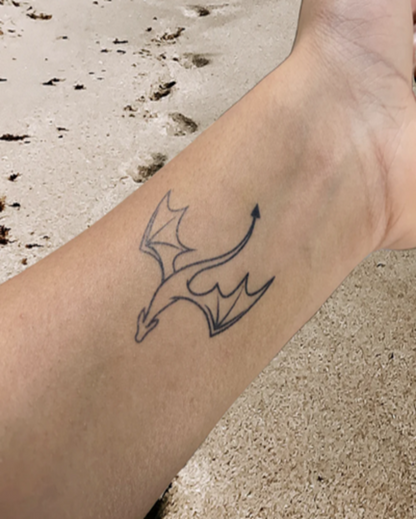 Minimal Dragon Semi Permanent Tattoo