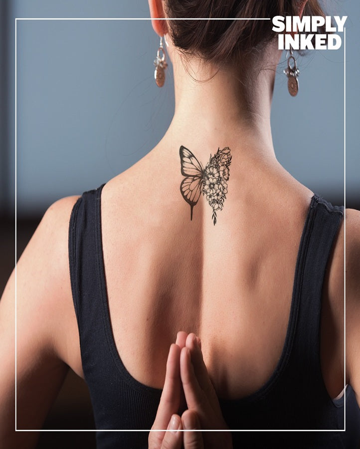 Butterfly & Sunflower Semi-Permanent Tattoo
