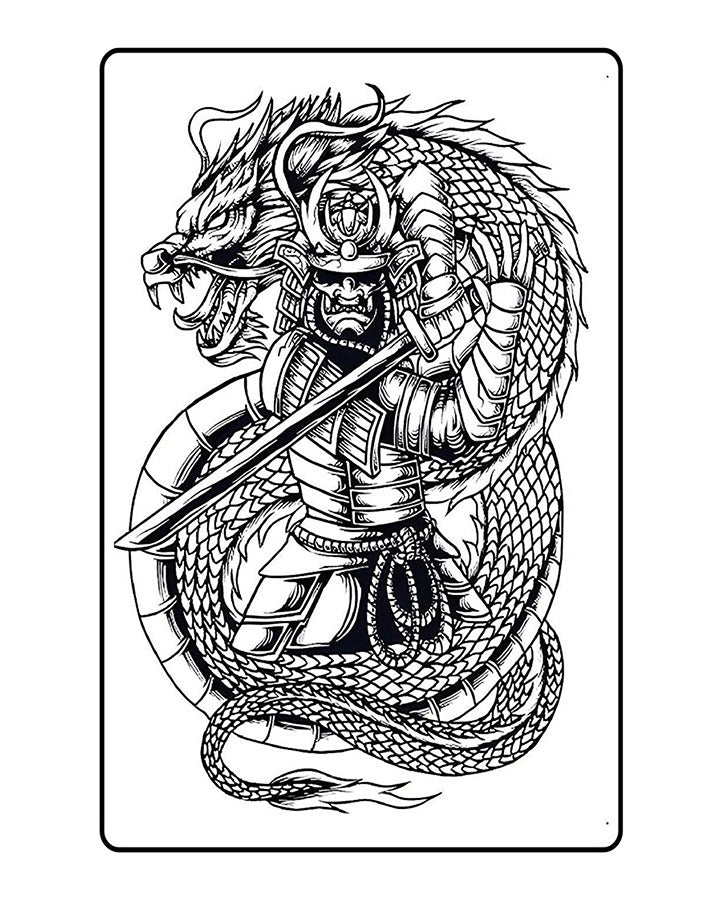 Dragon Samurai Semi Permanent Tattoo