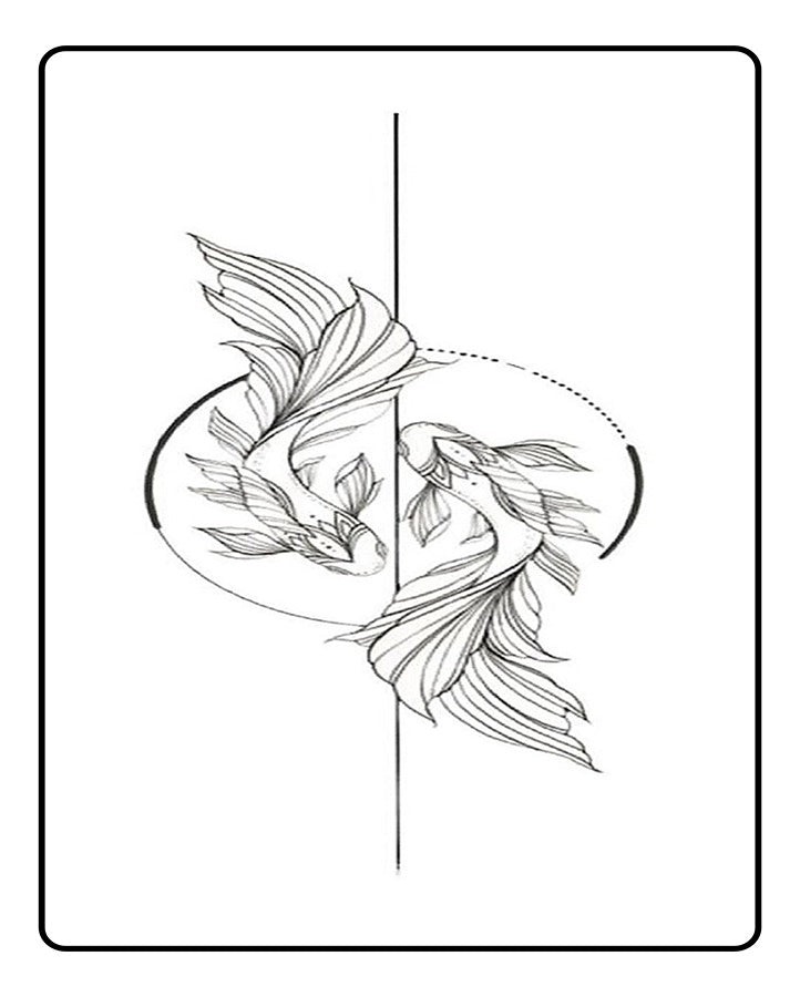 Pisces Sun Sign Temporary Tattoo