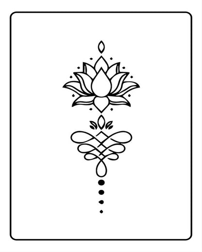 Unalome Lotus Waterless Semi Permanent Tattoo