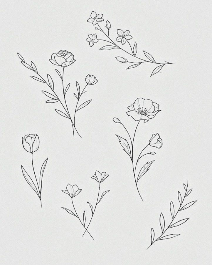 Minimalist Flower Semi Permanent Tattoo Bundle