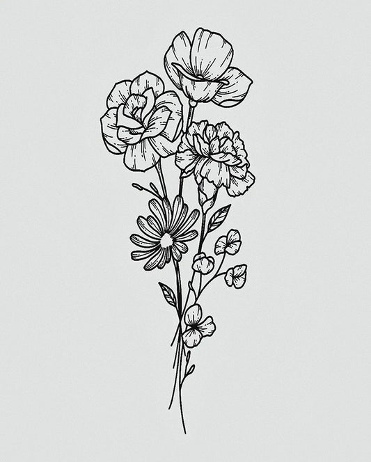 Minimal Flower  Semi Permanent Tattoo