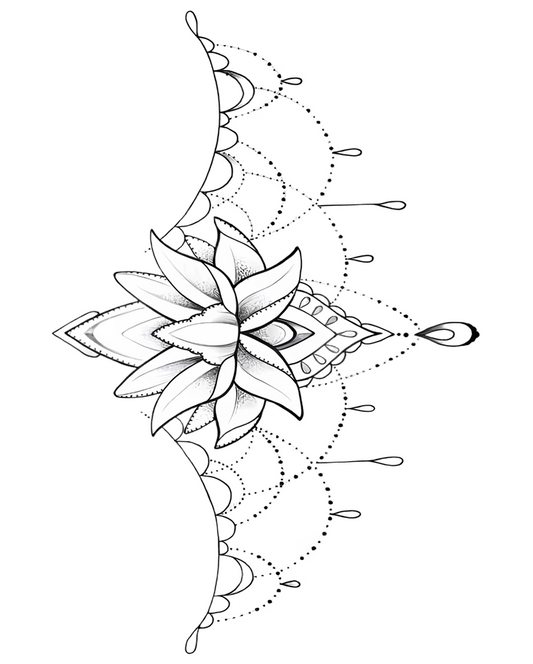 Traditional Lotus Temporary Tattoo (Large)