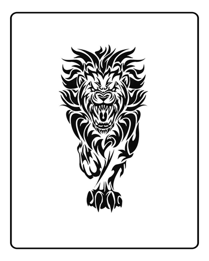 Hunting Lion Semi Permanent Tattoo