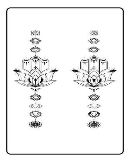Hamsa Lotus Semi Permanent Tattoo