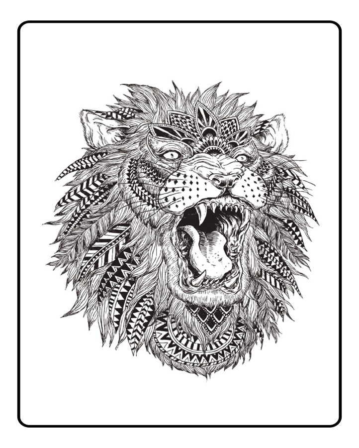 Tribal Lion Temporary Tattoo